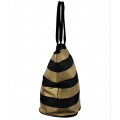 9205- BLACK & GOLD STRIPES CANVAS TOTE BAG